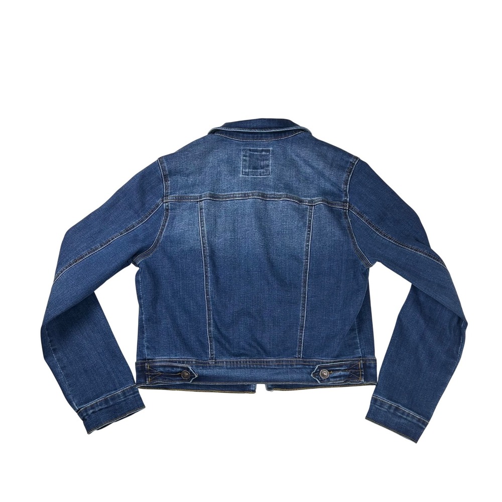 Wax Jean Womens Dark Wash Stretch Denim Trucker Jacket Size M - Picture 2 of 8